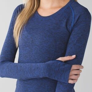 Lululemon Swiftly Tech Long Sleeve Crew - Heathered Sapphire Blue (Size 4)